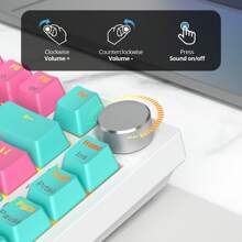 75% Wireless Creamy Pink Mechanical Keyboard, Hot Swappable Custom Keyboard, RGB Backlit Gasket Gaming Keyboard, 2.4G/BT5.0/USB-C Mechanical Keyboard, Pre-Lubed Linear Gray Cream Switches - Miami/GrayCreamSwitch - View 5