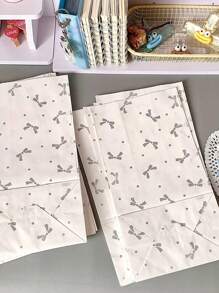 20pcs/50pcs Set High-End Bow Kraft Paper Bag, Card Postcard Packing Material, Cute Design White Kraft Paper Gift Packaging Bag, Party Picnic Pouch, Greeting Card Bags