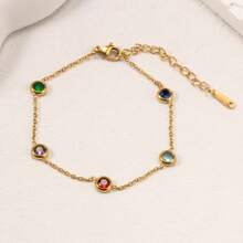 1 件时尚不锈钢绿松石手链、花卉手链、仿珍珠手链、经典罗马数字手链、全水钻手链，适合女性日常佩戴