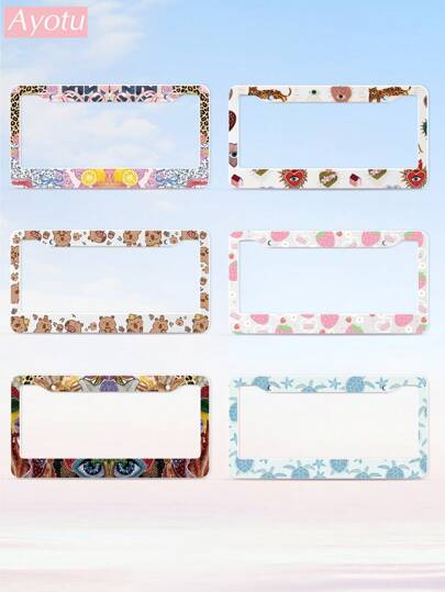 设计精美的车牌框，适合6x12英寸美国尺寸，不锈钢框架，坚固稳定，配有安装螺丝，适用于美国、加拿大和墨西哥的车牌框，明亮的设计使其引人注目且积极向上，给您带来不同的视觉冲击，非常适合生日、节日和礼物