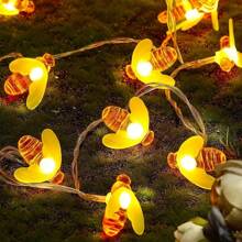 1pack 10/20/30/40 LED Little Bee String Lights Fairy Atmosphere Indoor Wall Decorative Lamp Battery Powered Suitable For Home Garden Living Room Bedroom Wedding Birthday Holiday Party Tree Decoration(Warm White)