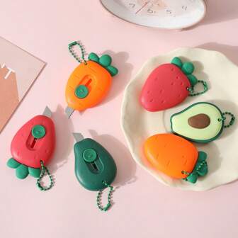 1/3/6 Cuchillos de arte, abrecartas retráctil con forma de fruta, abridor de sobres, cortador de embalaje con agujero para llavero para proyectos DIY