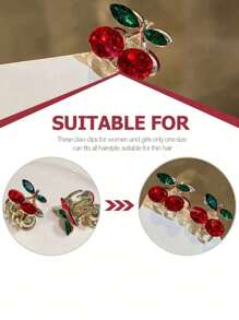 4个、2个或1个樱桃造型可爱迷你发夹，小巧精致，可作发爪或刘海夹，是派对礼物、情人节礼物和日常造型的完美之选。非常适合女性、女孩和青少年，为任何发型增添一丝甜美气息。这款可爱的发夹适用于各种场合，也可作发爪、发夹、学习用品、发饰、头部饰品等。 - 彩色 - 查看 2