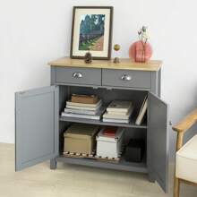 SoBuy FSB25-HG Sideboard mit 2 Schubladen und 2 Türen, Kommode, Küchenschrank mit Arbeitsplatte, Flurschrank, Seitenschrank, grau ca.: B x H x T 79 x 80 x 35 cm