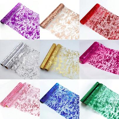 1 rulle guldfärgad bordslöpare, paljettglitterfolie metallisk tunn nätrulle 11"x3/5/10 yards, guldfärgade bordsdekorationer för evenemangsfest, förlovning, bröllop, födelsedagsfest, jul (flerfärgade alternativ) sommarpresenter strand tillbaka till skolan skolmaterial rumsdekor