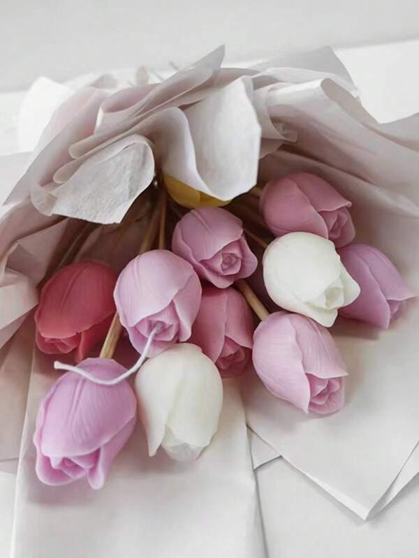 1 pieza Molde de silicona con forma de tulipán para hacer velas o moldes de yeso para decoración de tulipanes en el hogar