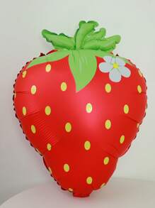 2pcs Matte Pink & Red Strawberry Balloons, Summer Fruit Theme Party Birthday Party Decorations Foil Balloons - Multicolor - View 8