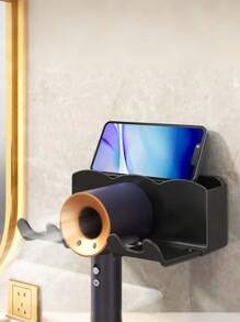 1 件，壁挂式吹风机架，免钻马桶架和浴室收纳架，浴室吹风机收纳架，免钻浴室放置架，墙壁收纳支架，壁挂式吹风机挂架 - 彩色 - 查看 3