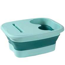 1pc Folding Massage Foot Bathtub, Household Adult Minimalist Dormitory With Handle, Foot Soaking Bucket With Lid, Deep Bucket Foot Bathtub, Foot Wash Basin Home Bathroom Decor Summer Back To School