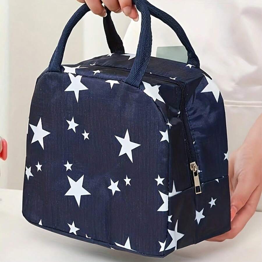 1pc Lunch Bag, Insulated Lunch Bag, School Lunch Bag, Work Lunch Bag, Food Thermal Bag - Multicolor - View 1