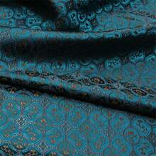 1pc French Lattice Embroidered Satin Fabric, Green Silk Jacquard Fabric With Geometric Pattern, For Sewing Dress Curtain Pillow, DIY Handicrafts, Size:36/108/180inch L X 29.5inch W, Weight: 150gsm