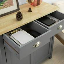 SoBuy FSB25-HG Sideboard mit 2 Schubladen und 2 Türen, Kommode, Küchenschrank mit Arbeitsplatte, Flurschrank, Seitenschrank, grau ca.: B x H x T 79 x 80 x 35 cm