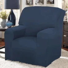 Capa Protetor De Sofá Poltrona 1 Lugar Coladinha - Azul Marinho - Visão 2