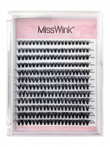 Miss Wink 30D Soft & Curly Natural Eyelash Extensions 8-16mm Mixed 0.05mm/0.07mm C/D Curl, 12 Rows 240 Lashes, Waterproof Mink Hair, 3D Lightweight DIY Lash Kit Suitable For Natural, Dramatic, Daily Makeup, Portable For Everyday Use Or Events Lash Clusters, Eyelash Clusters, Individual Eyelashes, Lashes, Fake Lashes - Black - View 6