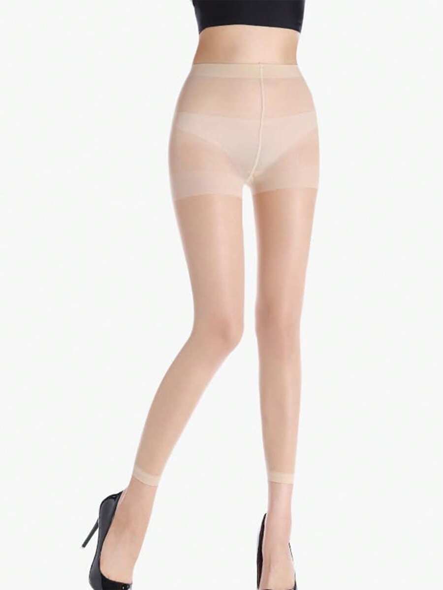 1 双透明 7/8 长度连裤袜 - 适合体重低于 165 磅的女性 - 杏色 - 查看 1