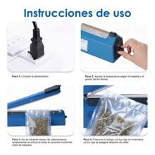 Sellador De Bolsas 30cm 150w T200 Ancho De 3mm Largo De 20cm De Calentamiento 7ajustes Para Sellar Bolsa De Plastico Mylar Pe/pp Embalaje De Polietileno Burbujas Papel Uso Industrial Y Comercial - Azul - Ver 2