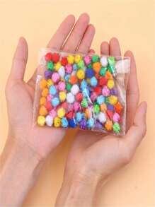 100 bolas de peluche de color dorado glitter y coloridas para decoraciones de bodas y otras fiestas de vacaciones - Multicolor - Ver 3