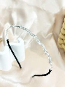 2 piezas Diademas de mujer asimétricas de terciopelo con piedras de estrás onduladas, elegantes para uso diario, diadema, aro para el cabello