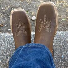 Men High-Top Leather Riding Boots - Brown - View 6