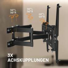 Soporte de pared para TV de 26, 32, 43, 50 y 55 pulgadas, inclinable y giratorio. - Negro - Ver 7