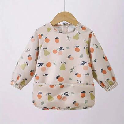 1pc Waterproof Long Sleeve Bib, Soft Waterproof Apron For Feeding, Drooling And Dressing, Baby Nursing Burp Cloth