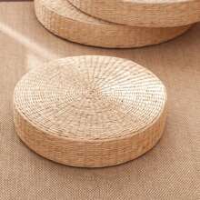 New Tatami Cushion Breathable Widely Applied Comfortable Round Straw Weave Handmade Pillow For Floor - Màu Khaki - Xem 3