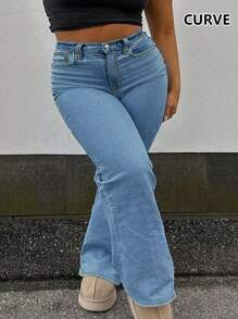 TOP Hot Selling American Personalized Tight Y2K Pocket Bow Embroidery Plus Size Women's Jeans Flare Pants - Dark Wash - View 3