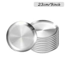 10 件装不锈钢韩式烧烤盘，圆形餐盘，适用于自助餐、甜点、开胃菜