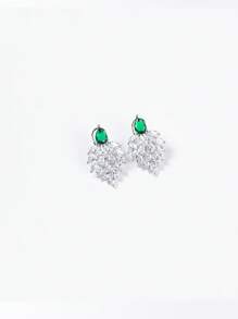 1 Bộ/3 Chiếc Bộ trang sức tua rua hình lá phong cách tối giản Cubic Zirconia + Hoa tai Zirconia nhiều màu + Vòng cổ, Thích hợp cho phụ nữ trong nhiều dịp, Quà tặng Ngày của Mẹ - Bộ trang sức - Xem 9