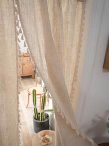 Bubaba 2 pièces Rideaux vintage fait à la main de matière similaire au lin, rideaux de confidentialité beiges pour l'entrée, la chambre à coucher, la penderie, la fenêtre, bloquant la lumière et l'isolation thermique pour le salon
