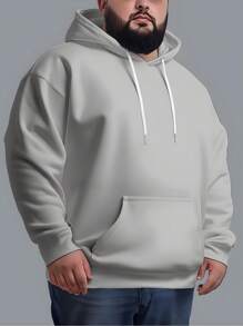 Men's Plus Size Sweatshirt  Hood Premium Mesh Cold Weather Blouse Basic Cotton Flannel Coat Various Colors - 查看 2