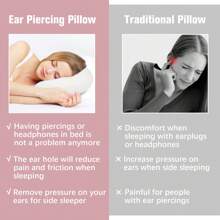 Ear Piercing Pillow For Side Sleepers, Ear Pillows With Holes For Pain, Earring Inflammation Pressure Sores, Cotton Earring Pillow For CNH Side Sleepers - White - View 4