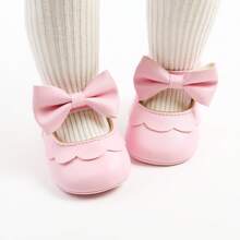 Infant Infant Girls Wedding Dress Shoes Bow Ballet Princess Mary Jane Flats Toddler First Walkers Sneaker Newborn Crib Baptism Shoes - Pink - View 6