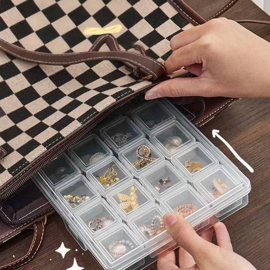 1pc Transparent Storage Box With 28 Compartments, Rectangular Jewelry Organizer Box For Earrings, Necklaces, Elegant And Practical - Clear - View 1