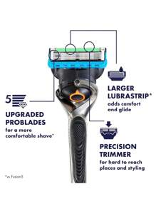 Gillette Fusion ProShield Men's Razor, 1 Handle + 1 Replacement Cartridge | Gillette Fusion ProShield Men's Razor Features FlexBall™ Technology, Contouring To The Face For An Incredibly Close And Comfortable Shave. The FlexBall™ Handle Technology Contours To The Face, And The 5-Blade Replacement Cartridge Provides An Almost Imperceptible Shave. - Fusion ProGlide 1 Handle + 1 Blade - 查看 5