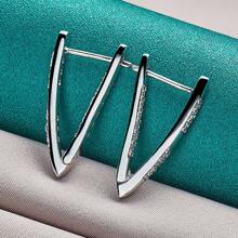 925 Silver Plated Clip Earrings For Women Wedding Party Fashion Charm Jewelry - Silver - View 5