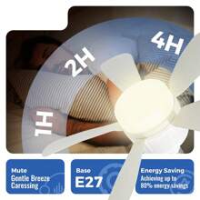 35W Ceiling Fan With Remote Control LED Light Fan E27 Base Intelligent Silent Ceiling Fan For Bedroom And Living Room - Blanco - Ver 3