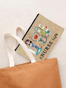 1 Nurse's Daily Printed Medicine Bag, Travel Pill Storage Bag, First Aid Kit, Reusable Medicine Bag For Travel And Cosmetics, Perfect Health Gift, Makeup Bag, Cosmetics Bag Travel Essentials Travel Accessories Travel Must Haves Holiday Essentials Holiday Travel Bag