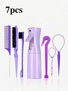 1/3/5/7pcs Hair Styling Tools Set, 200ml Spray Bottle, Detangling Hair Brushes Teasing Hair Brush Rat Tail Comb Edge Brush, Braiding Tools ,Elastic Hair Band Cutters Disposable Rubber Band Remover Hair Ties Removing Tool For Curly Hair