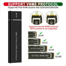 Boîtier SAMGET M.2 NVMe SSD USB3.1 PCIe SSD 10Gbit/s. Boîtier mobile prenant en charge le protocole NVME vers Type-C. Boîtier pour disque dur externe en métal massif pour ordinateur portable et téléphone (disque dur non inclus). Seul le protocole NVME est pris en charge, le protocole SATA n'est pas pris en charge.