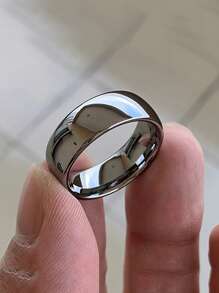 1pc Fashionable And Simple Bright Round Plain Ring 4MM Stainless Steel Ring Couple Ring Finger Ring, Suitable For Men And Women, Engagement And Wedding Ring - A - View 15