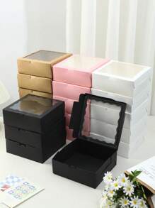 2/5pcs/10PCS/20pcs White/Pink/Black/Brown Gift Box With Transparent Windows - Perfect For Christmas Party Gifts, Wedding Souvenirs And Hand-Written, Sturdy Cartons For Display | Transparent Window Design | Durable Gift Box, Gift Box