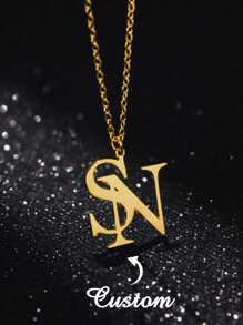 1 chiếc vòng cổ mặt dây chuyền chữ cái đôi tối giản tùy chỉnh, bằng thép không gỉ dành cho nữ, trang sức cưới, phụ kiện dự tiệc, quà tặng cho bạn gái, mẹ, gia đình, bạn bè, con gái, ông bà, thích hợp cho kỷ niệm, sinh nhật, đeo hàng ngày, dạ hội, Ngày của Mẹ, Ngày Valentine, tốt nghiệp, đám cưới, vòng cổ chữ thời trang, độc đáo mùa thu - Vòng cổ 2 chữ cái tùy chỉnh - Xem 12