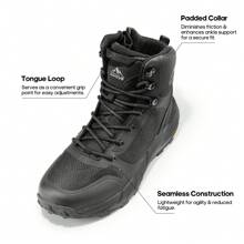 Men's Mid Military Tactical Boot Comfortable Lightweight Boots For Work All Day Side Zipper Motorcycle Combat Boots - Black - View 4
