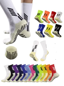 1 Pair Unisex Soft Breathable Football/Sports Socks, Anti-Slip For Running, Soccer, Basketball, Cycling, Outdoor Activities, Fall Socks