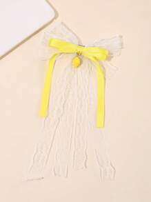 1个/2个装女士时尚优雅简约黄色柠檬吊坠蝴蝶结蕾丝珍珠发夹，适合春夏日常佩戴 - 彩色 - 查看 9