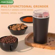 PANCERKA 1PC Multi-Functional Electric Coffee Grinder - Large Capacity, Stainless Steel Blades, One-Touch Operation, Transparent Lid, Compact Design, Easy To Clean, Perfect For Coffee Beans, Spices, And Nuts (EU Plug)