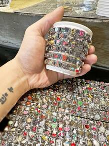 1pc/5pcs/10pcs/15pcs Handmade Stainless Steel Rhinestone Water Drop & Heart Pendant, DIY Jewelry Accessory - Multicolor - View 31