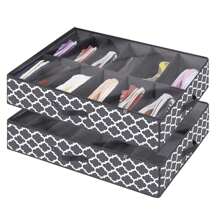 Large Under Bed Shoe Organizer (12 Pairs X 2) - Underbed Shoes Closet Storage Solution With Metal Zipper And 2 Handles, Breathable, 29.3"X23.6"X5.9", Linen-Like Grey - Lantern Color - View 2