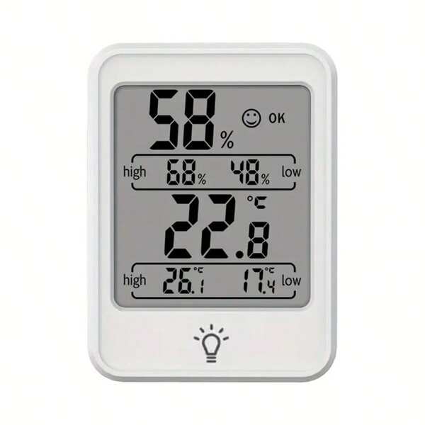 Digital Indoor Thermometer Hygrometer, Room Temperature And Humidity Monitor With Backlight, Suitable For Bedroom, Nursery, Plant Room, Cellar, Lab (Batteries Not Included)